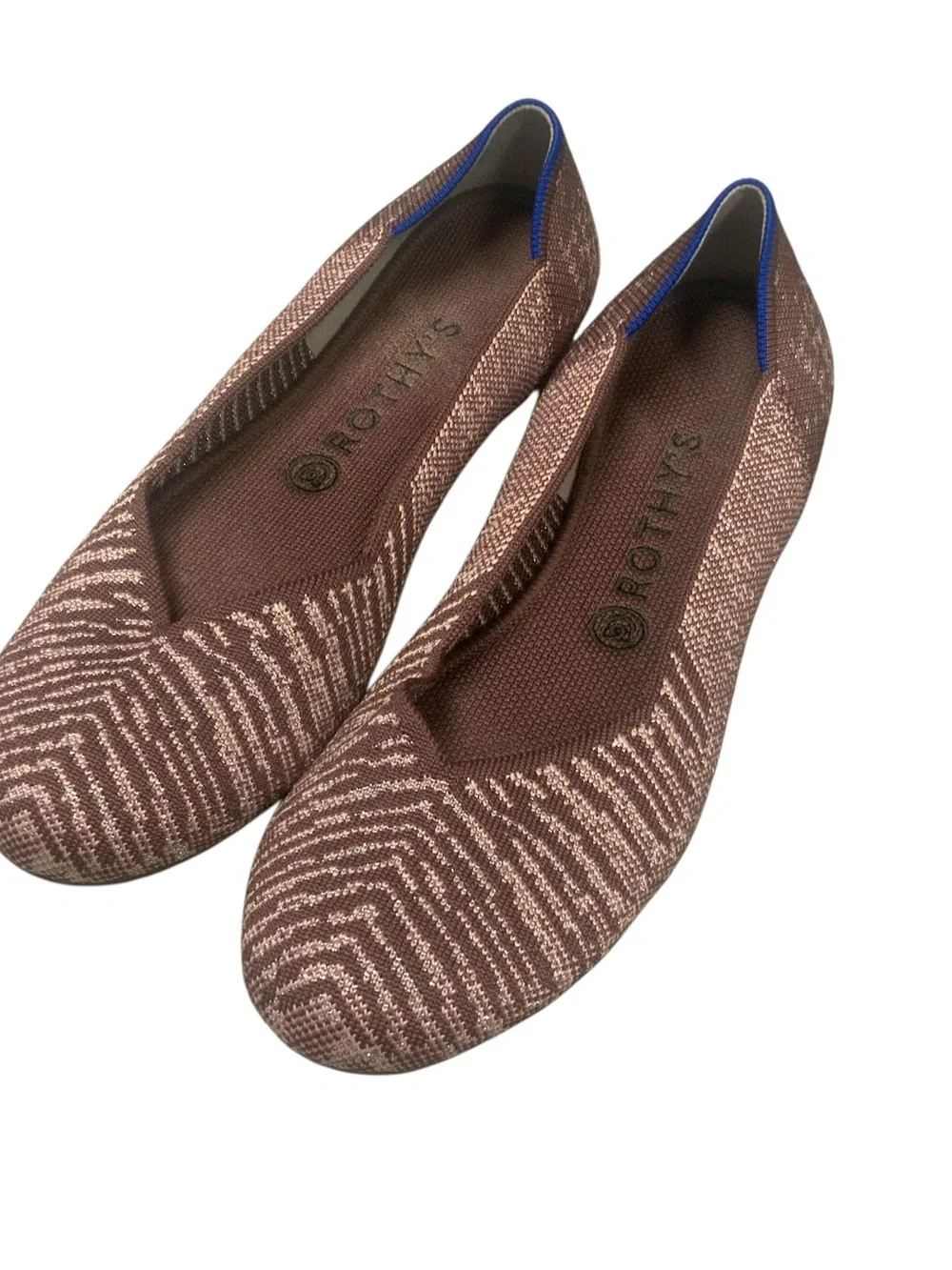 Rothy's Desert Metallic Rose Pink Round Toe Knit Flats Shoes Slip On
